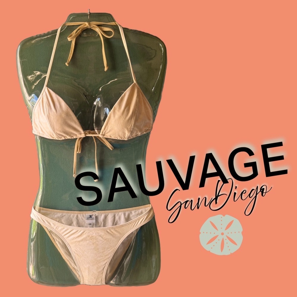 Sauvage Cream Suede Bikini | Size M | Made in USA NWT
